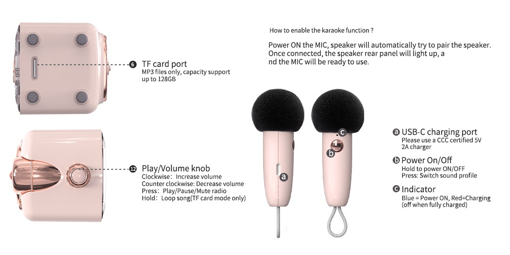 Divoom Fairy-OK bluetooth speaker karaoke microphone karaoke speaker ...