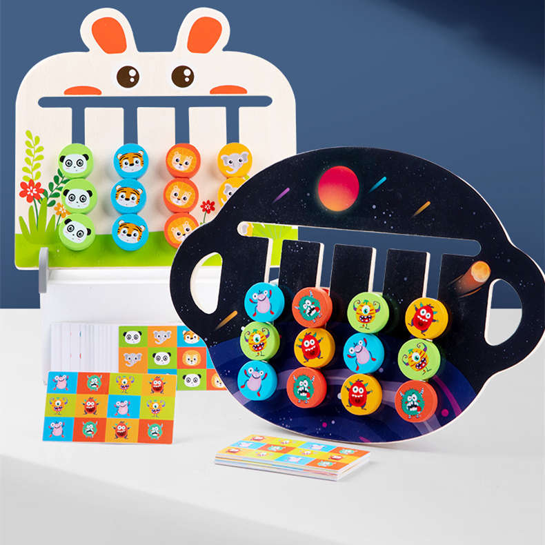 Montessori Preschool Learning Toys Slide Puzzle Board Color Shape ...