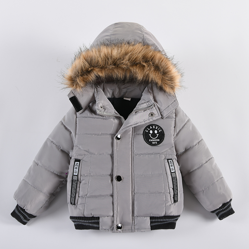 New Autumn Winter Boys Jacket Warm Fur Collar Fashion Hooded