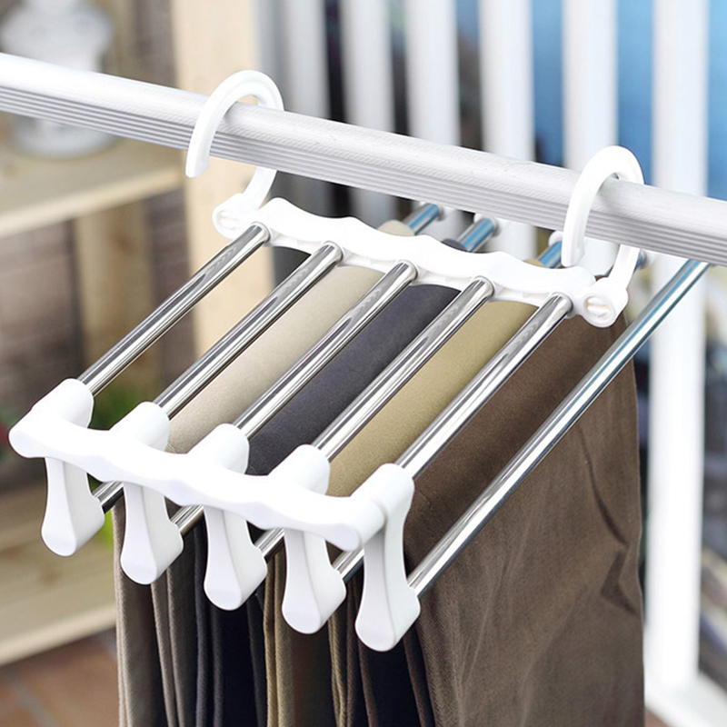 5 in 1 Multifunction Clothes Hanger Wardrobe Organizer Pants Towel Rack ...