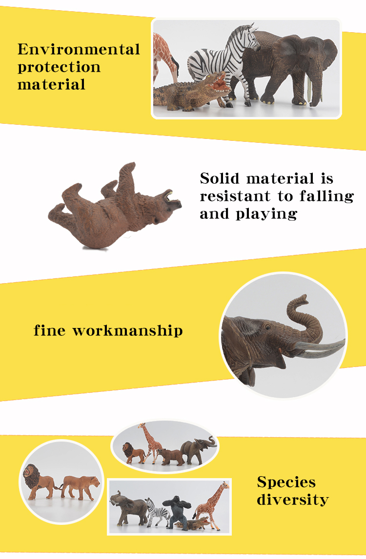 Solid Simulation Rubber Animal Figure Toy for Kids Realistic Wild ...