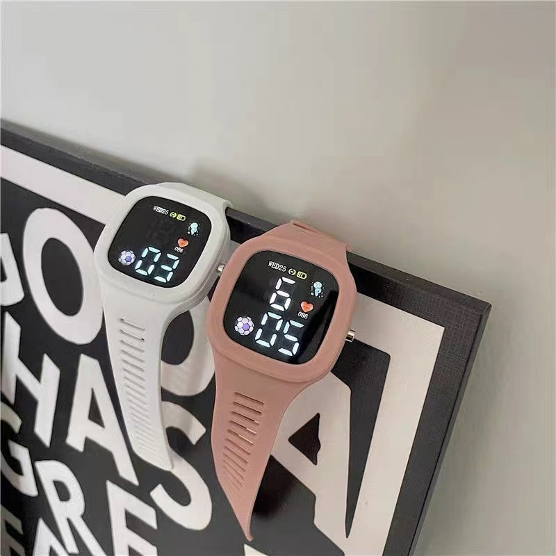 5 Colors Korean Simple Style Square Dial Digital Electronic Watch ...