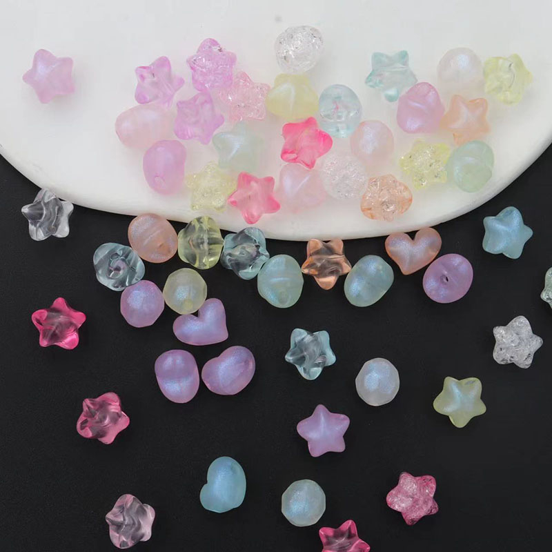 20PCS Colorful Mixed Acrylic Beads Transparent Beads Charm Star Heart ...