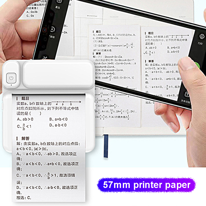 Portable Mini Printer Printing Paper 57mm Wide Sticker Paper Label ...