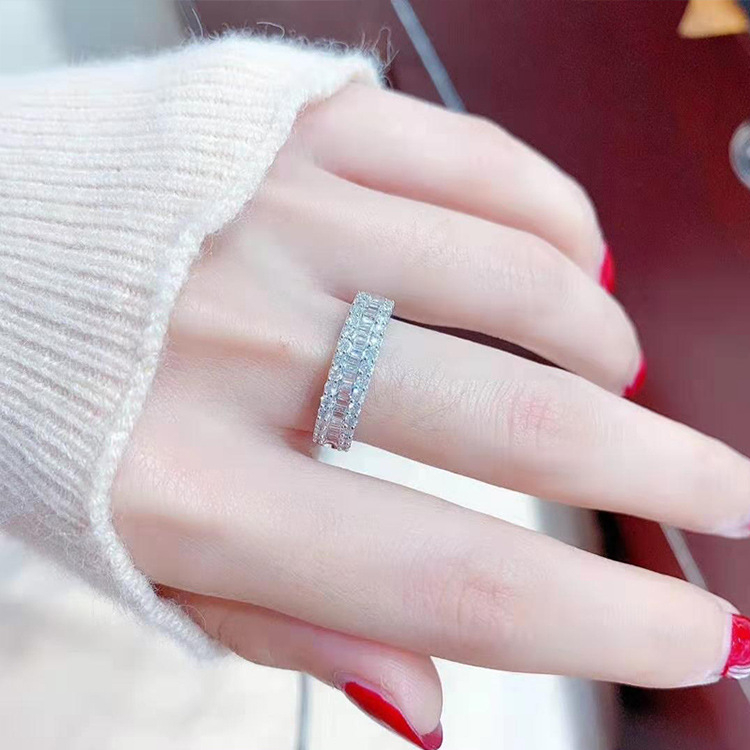 ins Fashion Full Diamond Ladder Cubic Zircon Row Ring Female | Shopee ...