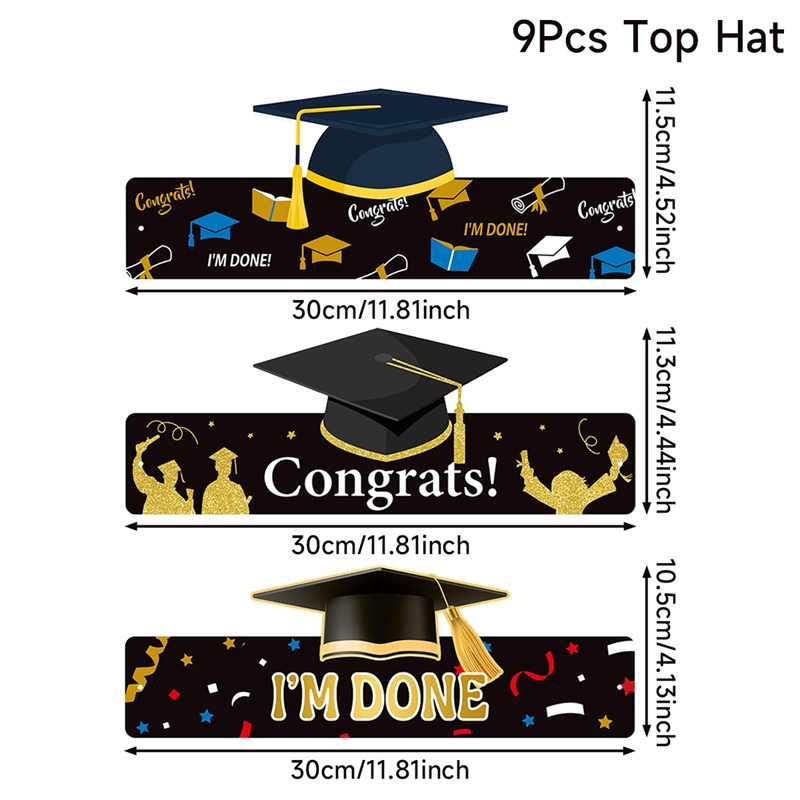 Graduation Season Grad Top Hat Party Needs Bronzing Pull Black Gold ...