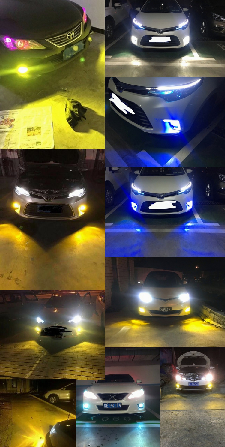 2PCS H11 dual color Projector LED Fog light bulbs For Toyota Innova ...
