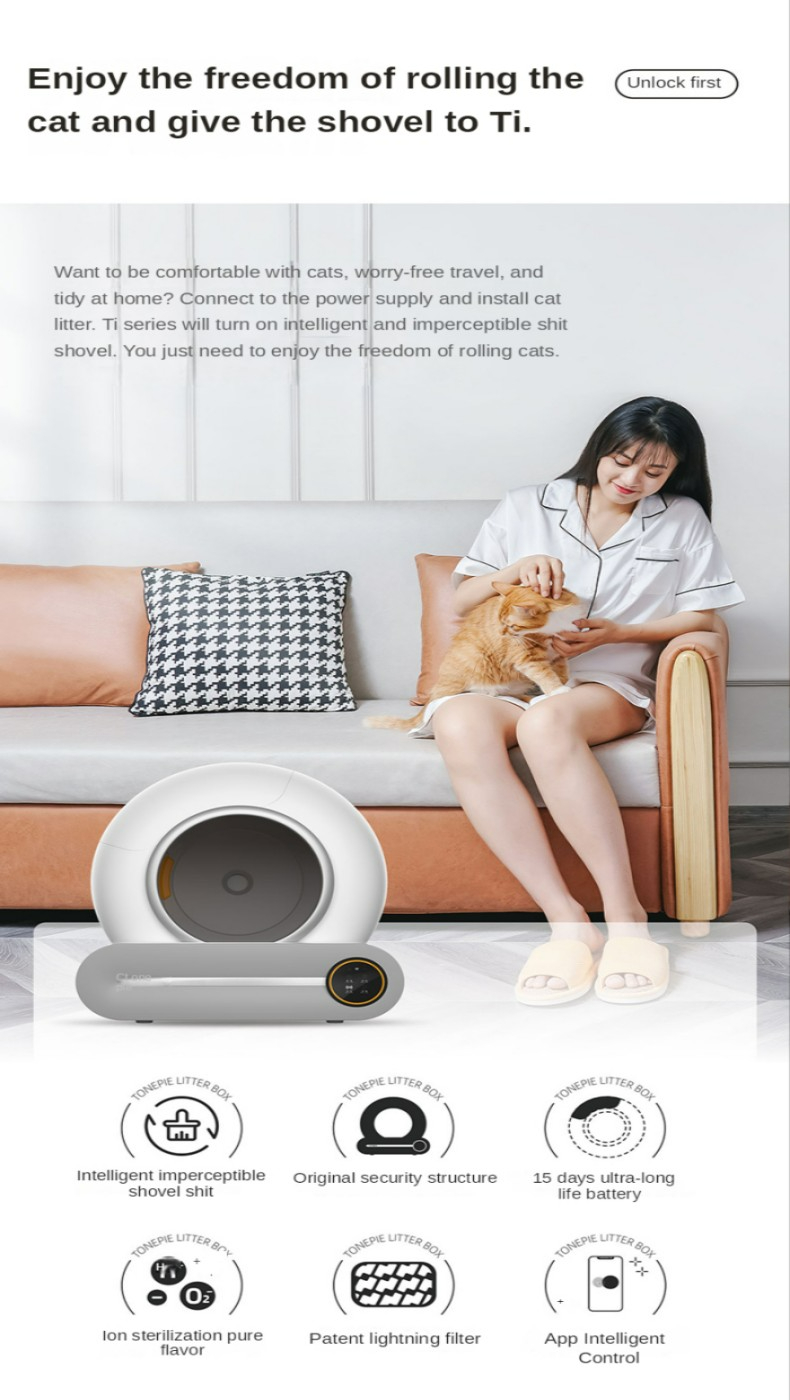 SG plug PETKO 65L Automatic Smart Cat Litter Box English App Smart Cat