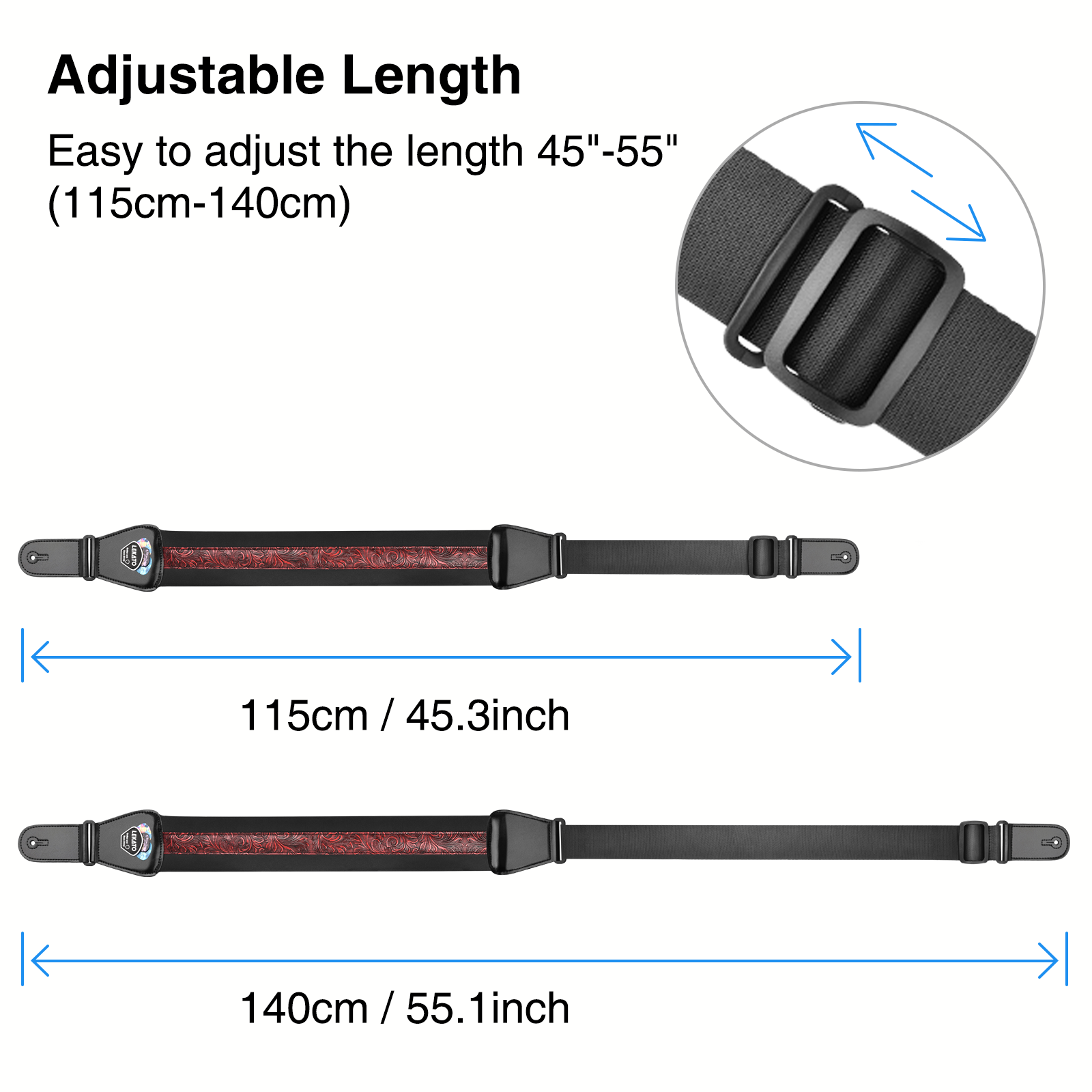 Lekato Lgs2 Electric Bass Guitar Strap 3" Wide Shoulder Belt Thicken