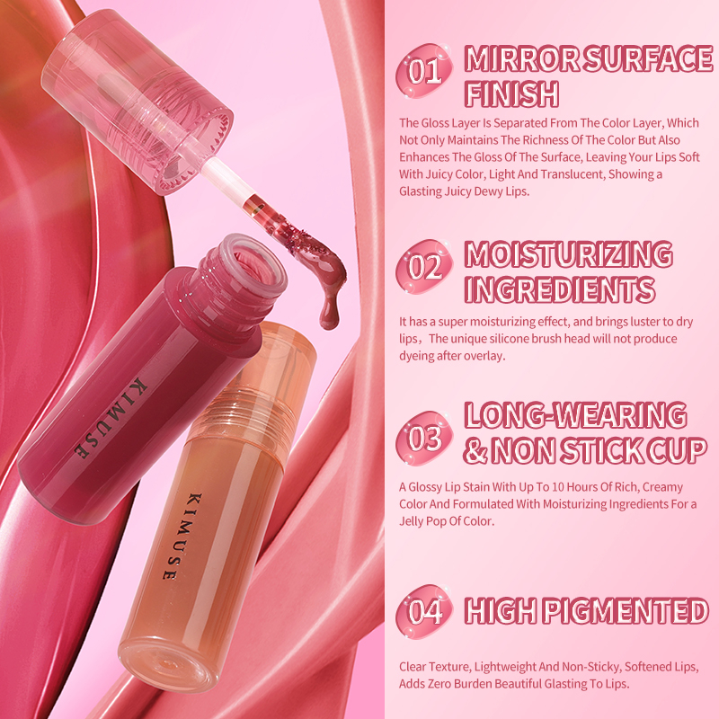 Kimuse Gleamy Gloss Lip Stain Moisturizing Long Lasting Mirror Lip ...