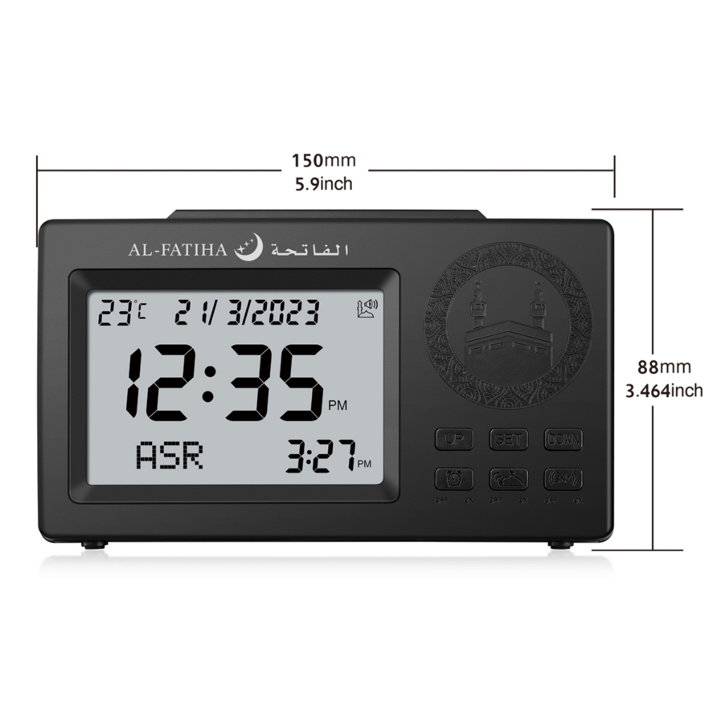 Al Fatiha Muslim Prayer Clock With Automatic Time Setting Hijri 