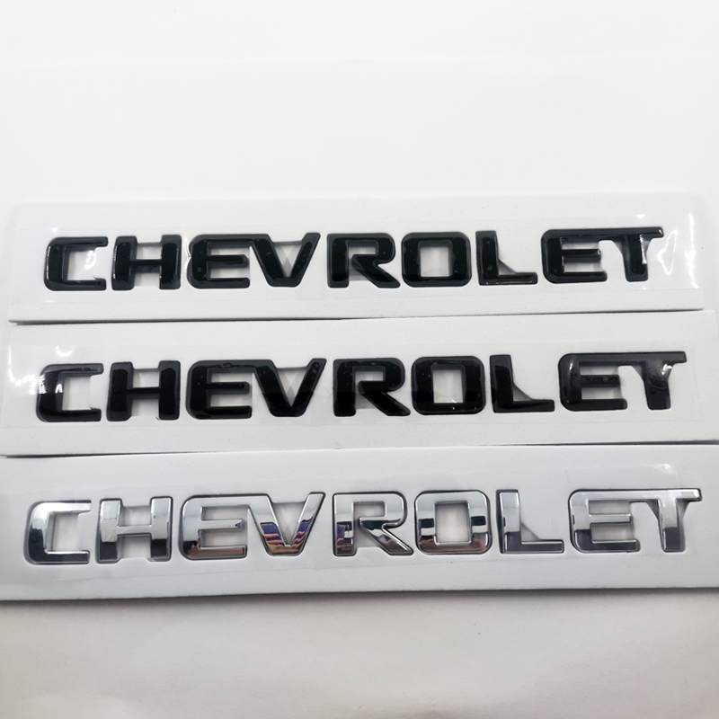 1 x ABS Chrome Black CHEVROLET Letter Logo Car Auto Decorative Emblem ...
