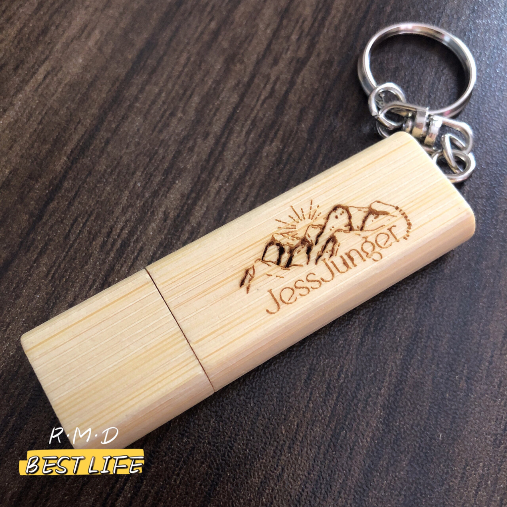 Wooden usb flash drive with keychain 64GB customized logo USB stick ...