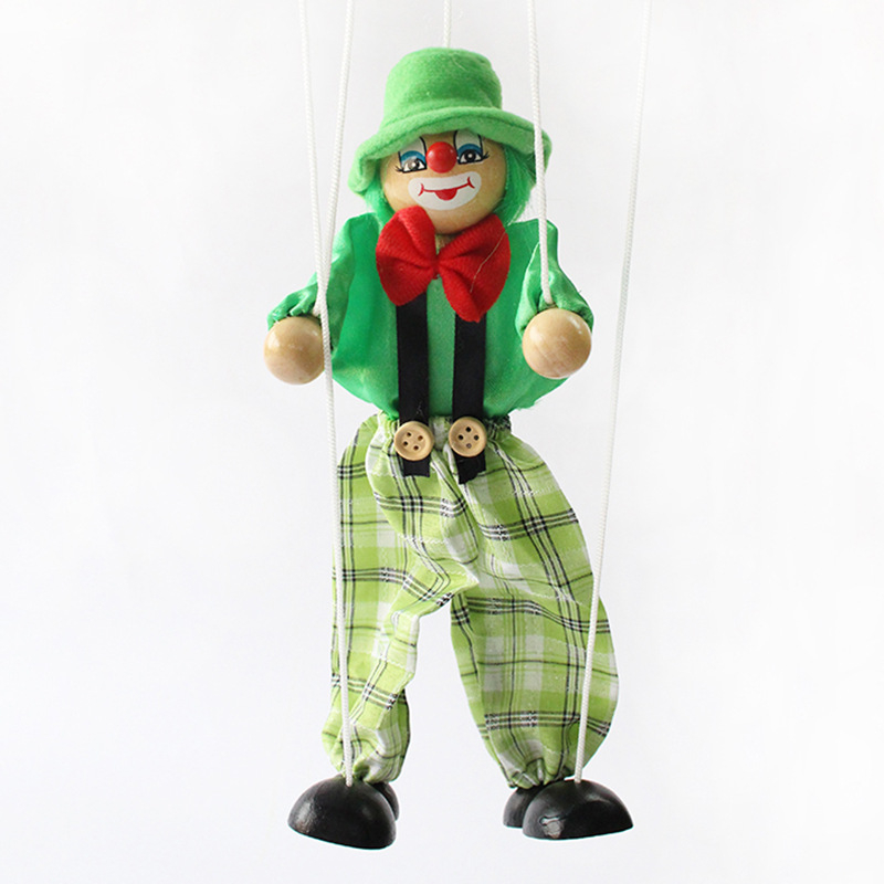 1 Pcs Pull String Puppet Wooden Marionette Joint Activity Doll Clown ...