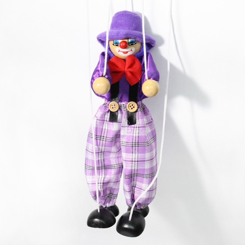 1 Pcs Pull String Puppet Wooden Marionette Joint Activity Doll Clown ...