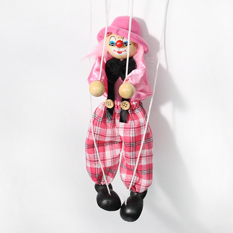 1 Pcs Pull String Puppet Wooden Marionette Joint Activity Doll Clown ...