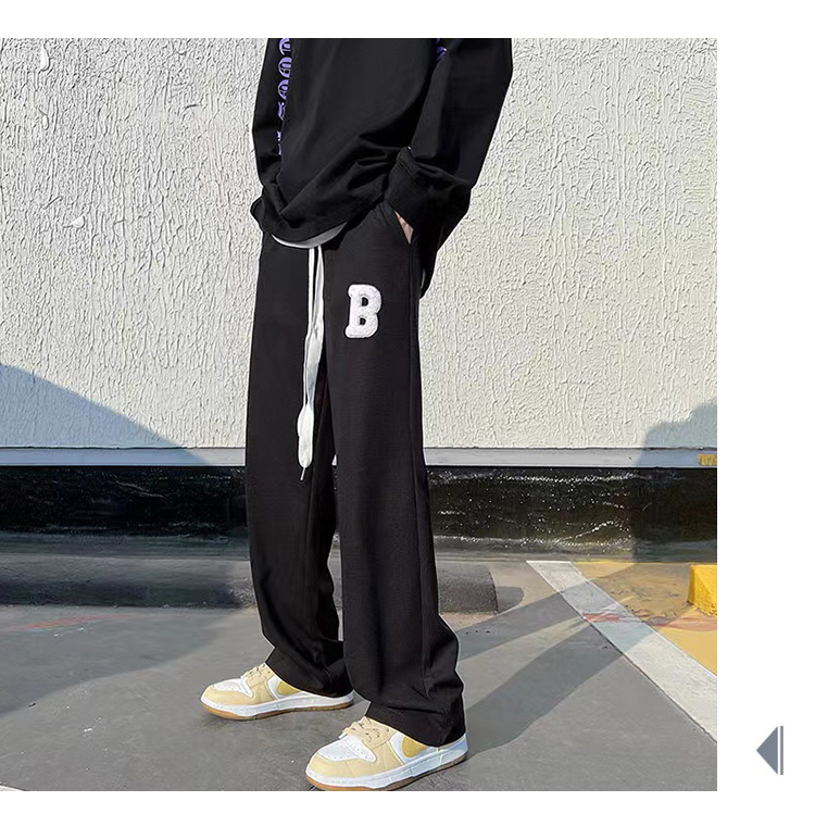 Slocks Pants Loose Straight Cut Pants Korean Sweatpant Wide Leg Baggy Sweat Pants For Men Unisex 9156