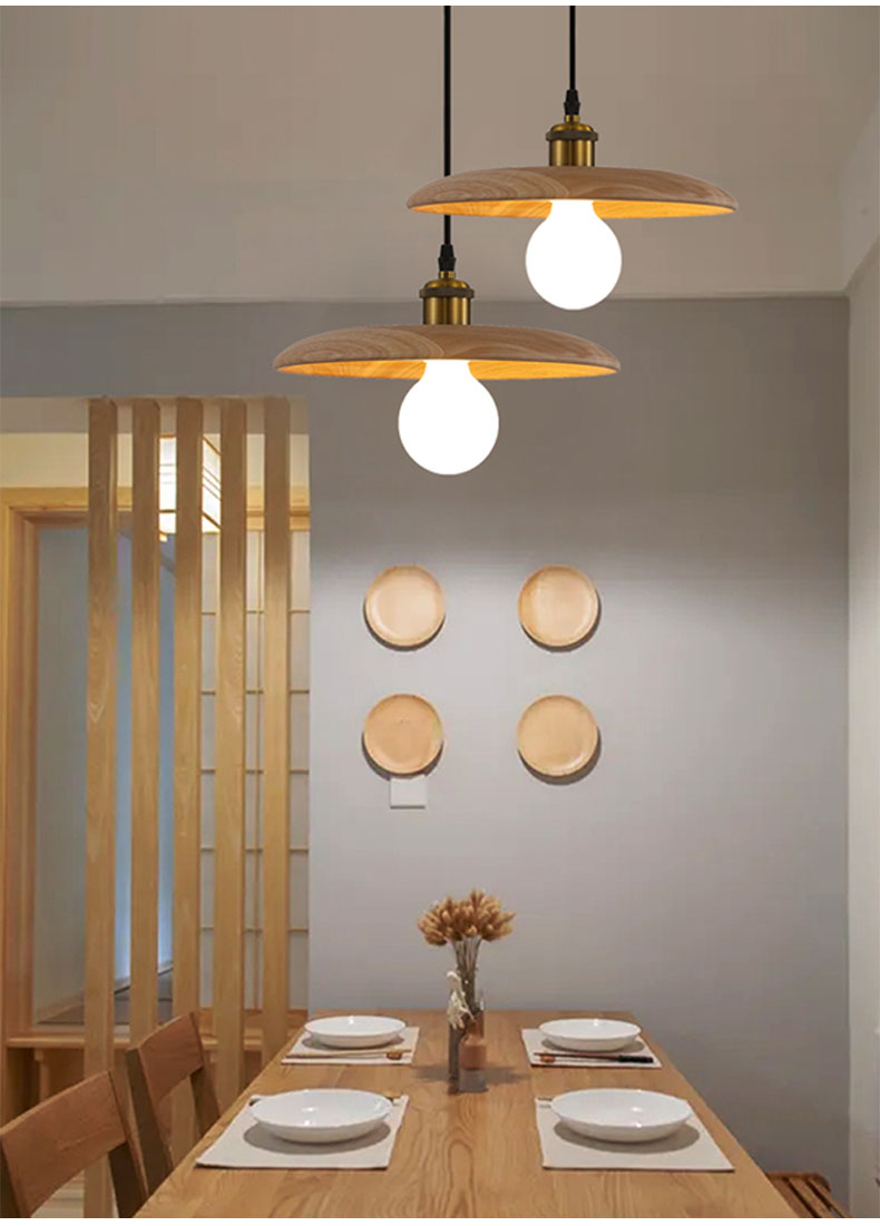 Modern Ceiling Light Living Room Japanese Wooden Bar Counter Pendant ...