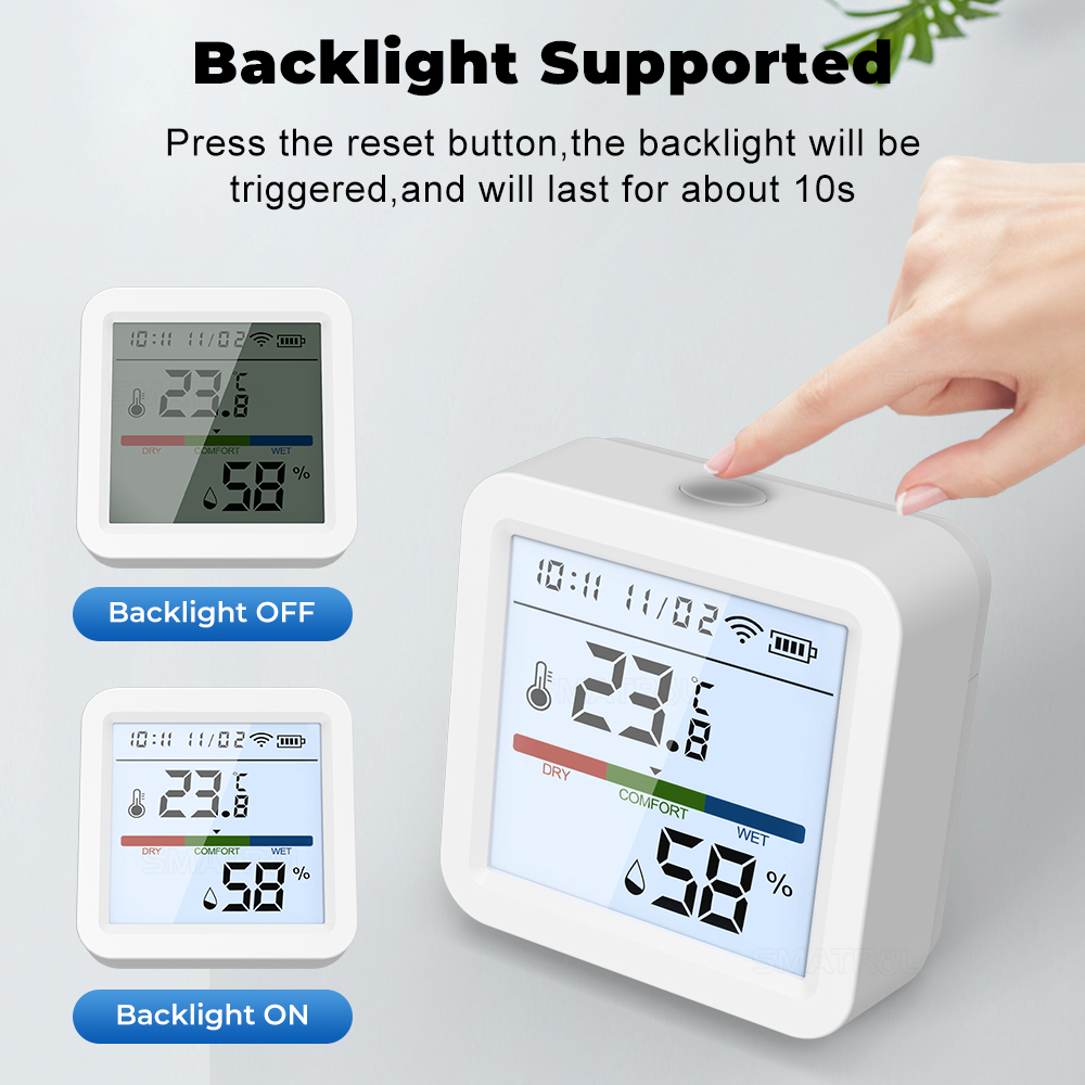 SMATRUL Tuya Wi-Fi Temperature and Humidity Sensor Smart Life Remote ...