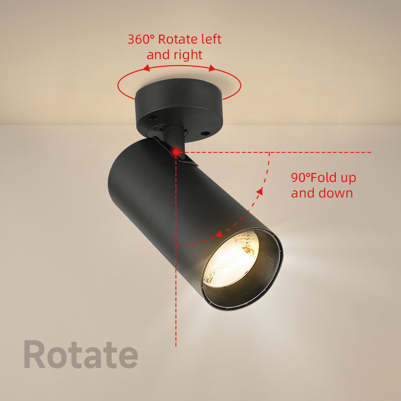 7W LED Ceiling Light – Aluminum Adjustable 3-Color Dimmable Spot Light, Ra95, Rotatable & Foldable For Hallway, Living Room, Or Retail Spaces