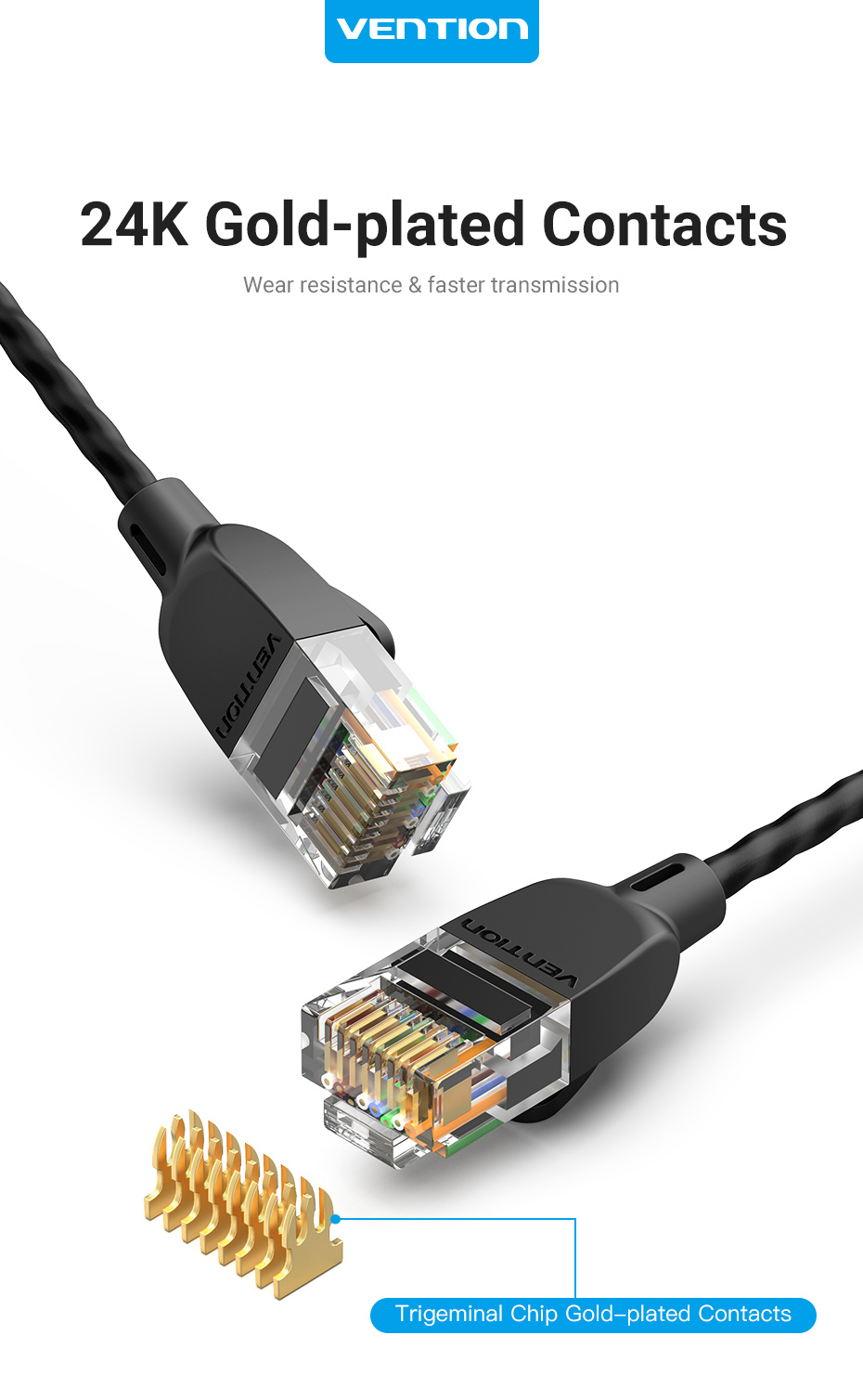 Vention Cat6a Ethernet Ultra Slim 10 Gigabit Rj45 Network Patch Cord ...