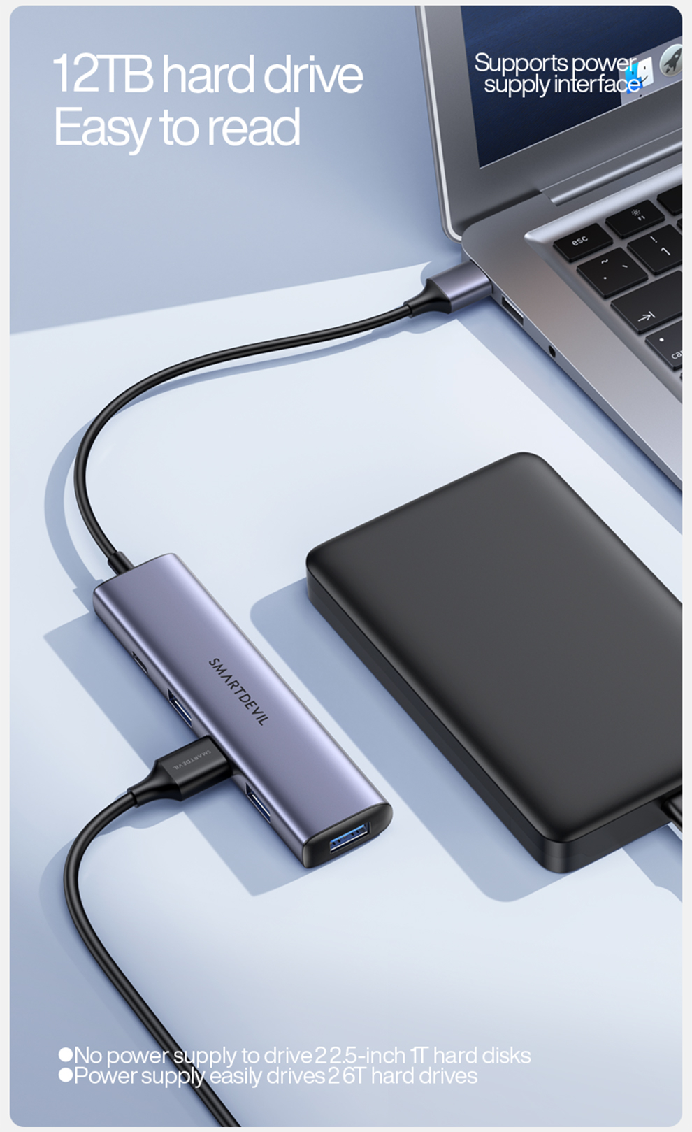 SmartDevil USB Hub 3.0 Aluminum 3-Port USB 3.0 Extender Ultra Slim ...