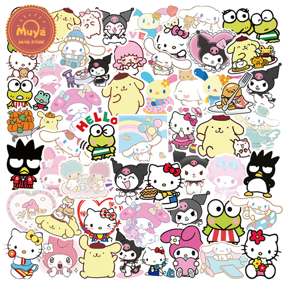 MUYA 100pcs Sanrio Collection Stickers Hello Kitty Melody Kuromi ...