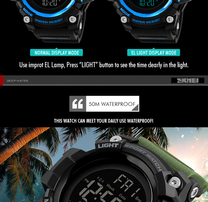 SKMEI 1384 Shockproof 2 Time Sport Watch Stopwatch Count Down Mens ...