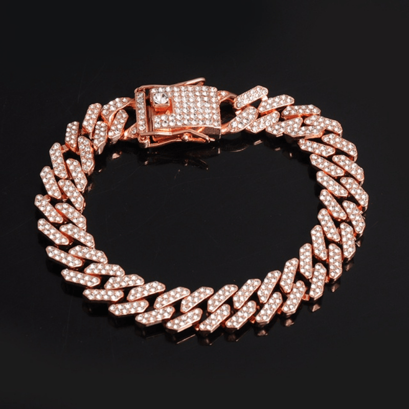Hip Hop Stone Paved Solid Heart Pattern Link Chain Necklace for Men main image 0