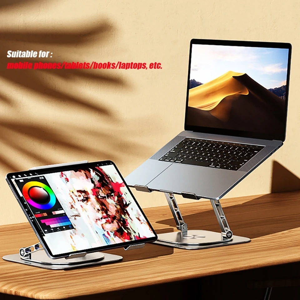 Laptop Stand Desk Riser 360 Rotation Multi-Angle Height Adjustable ...