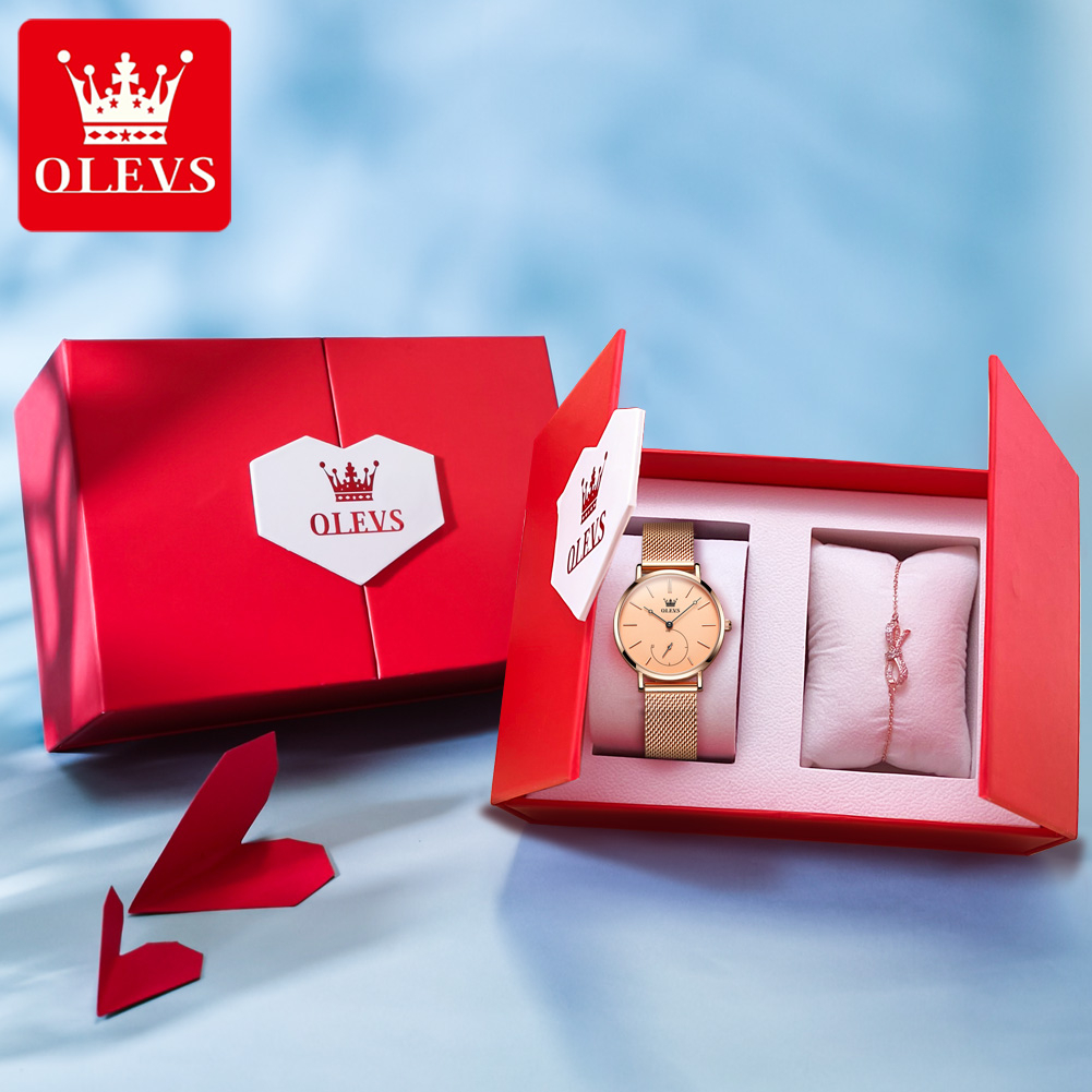 OLEVS Watch For Women Waterproof Original Stainless Steel Rose Gold