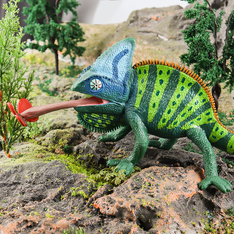Reptile Veiled Chameleon Simulation Model Children Cognitive Toys ...