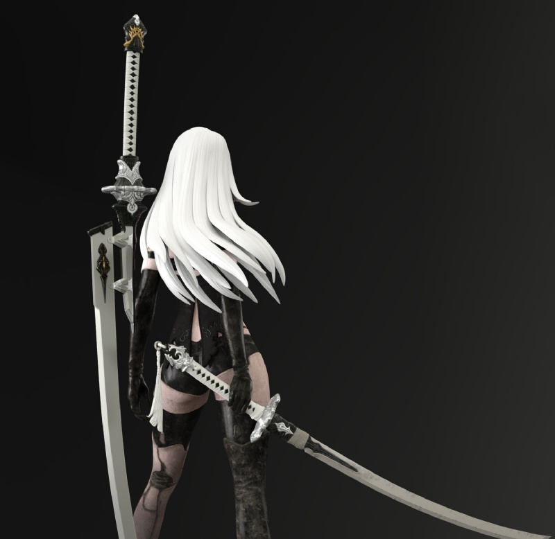 Resin Figure Kit NieR Automata A2 Two Hairstyles Two kinds of abdomen 1 ...