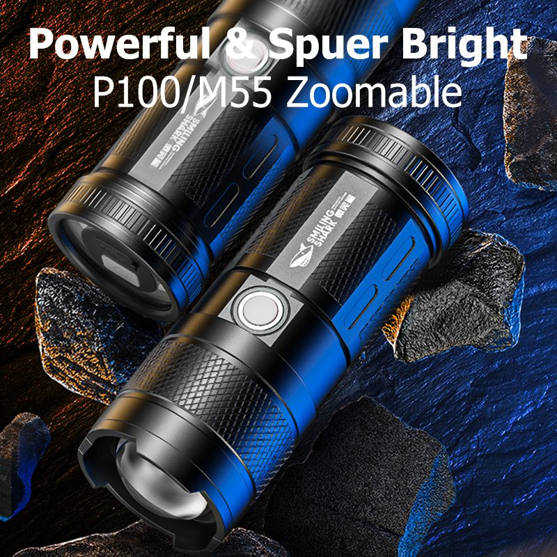 Smiling Shark SD1012 Led Flashlight M55 6000LM Rechargeabl Flash Light ...