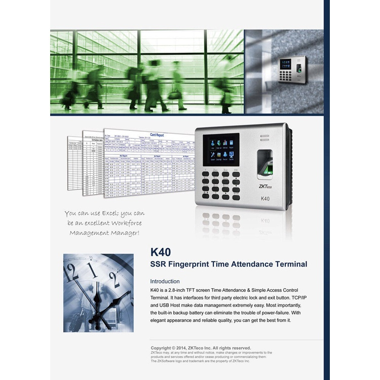 K40 Linux System TCP/IP Biometric Fingerprint Time Attendance And Door ...