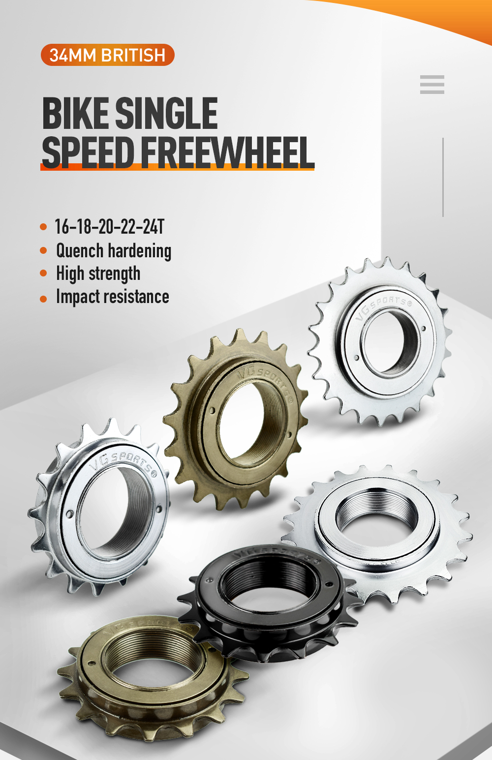 VG Sports 【Ready Stock】16T/18T/20T/22T/24T 34MM Bicycle Freewheel