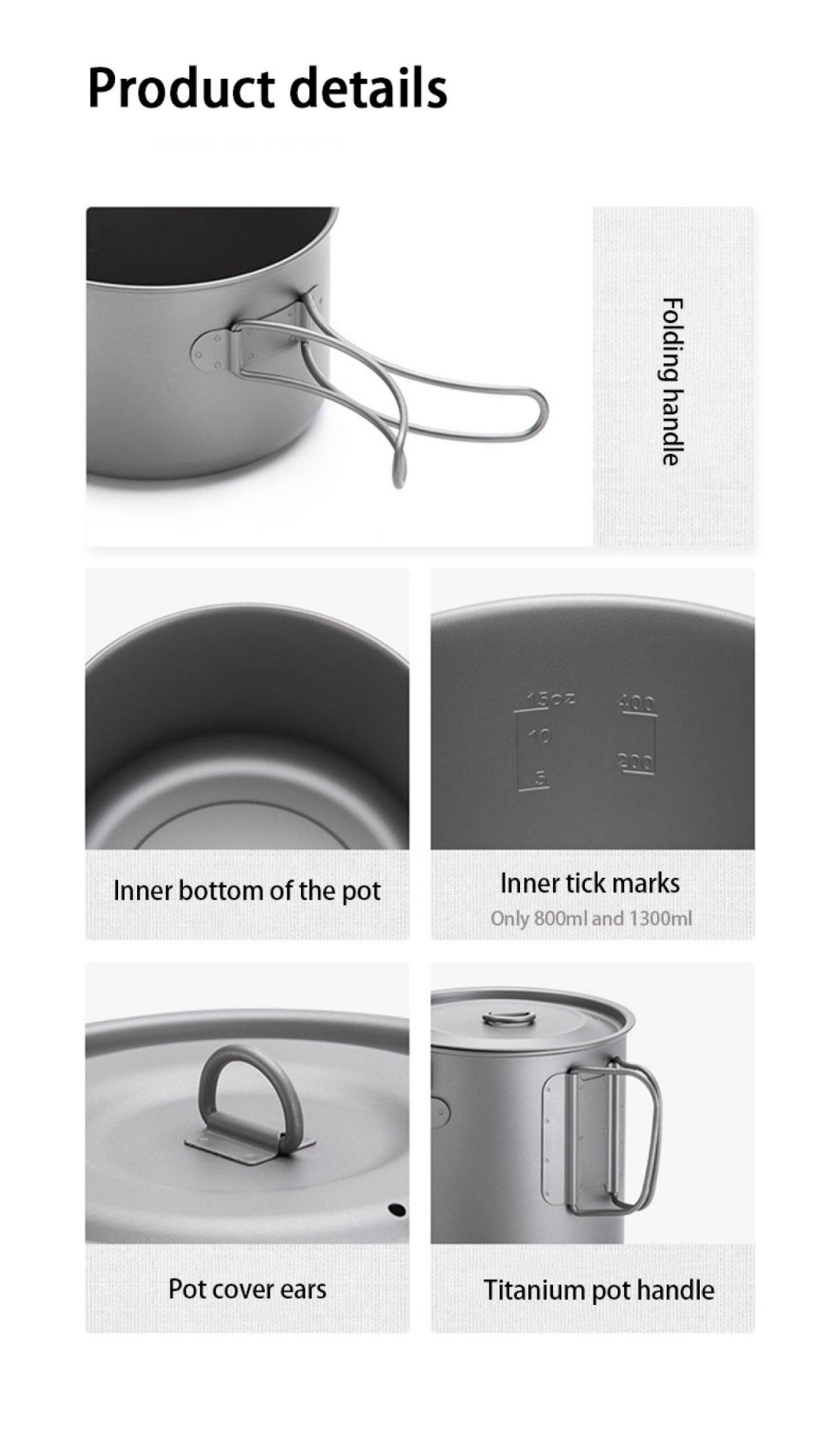 Naturehike Outdoor Titanium Pot Camping Tableware Camping Frying Pot ...