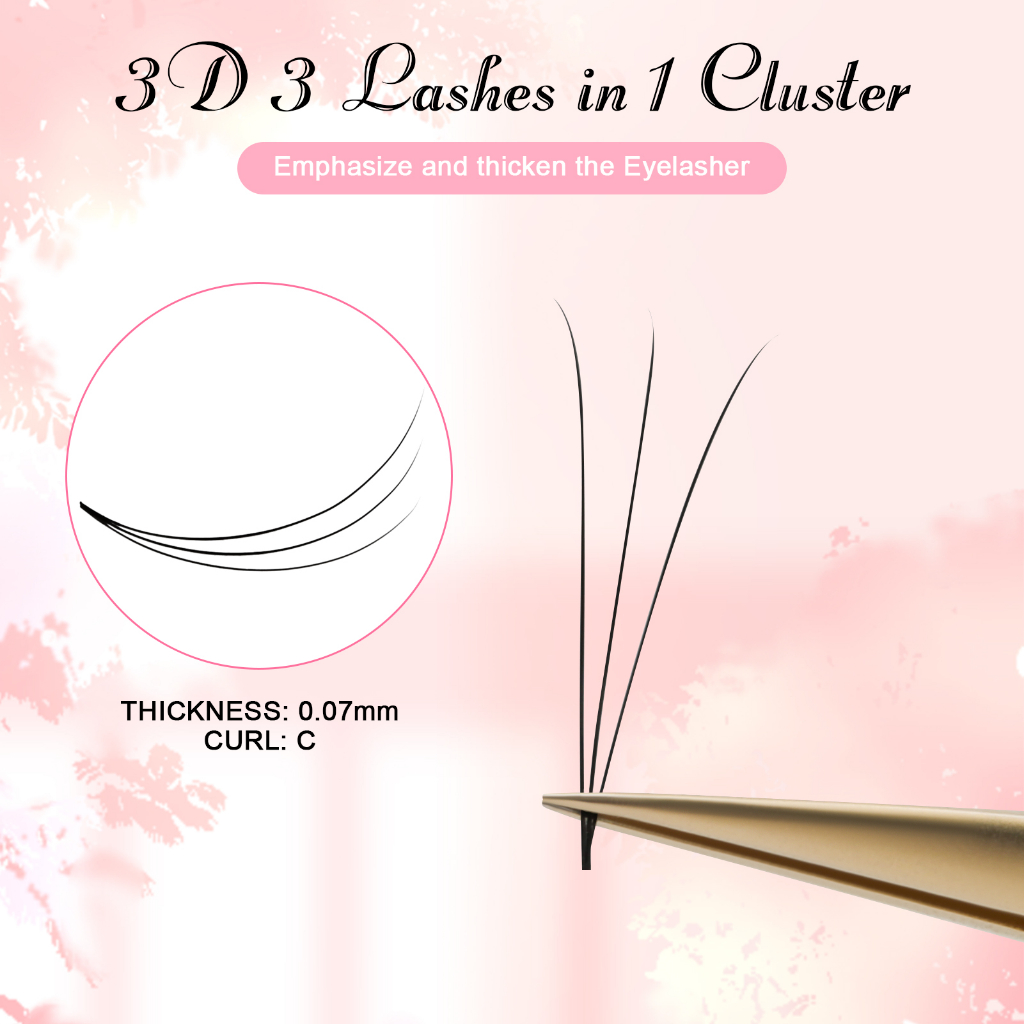 0.07 C 3D 8/9/10/11/12mm Wave Individual Eyelashes Extension | Shopee ...