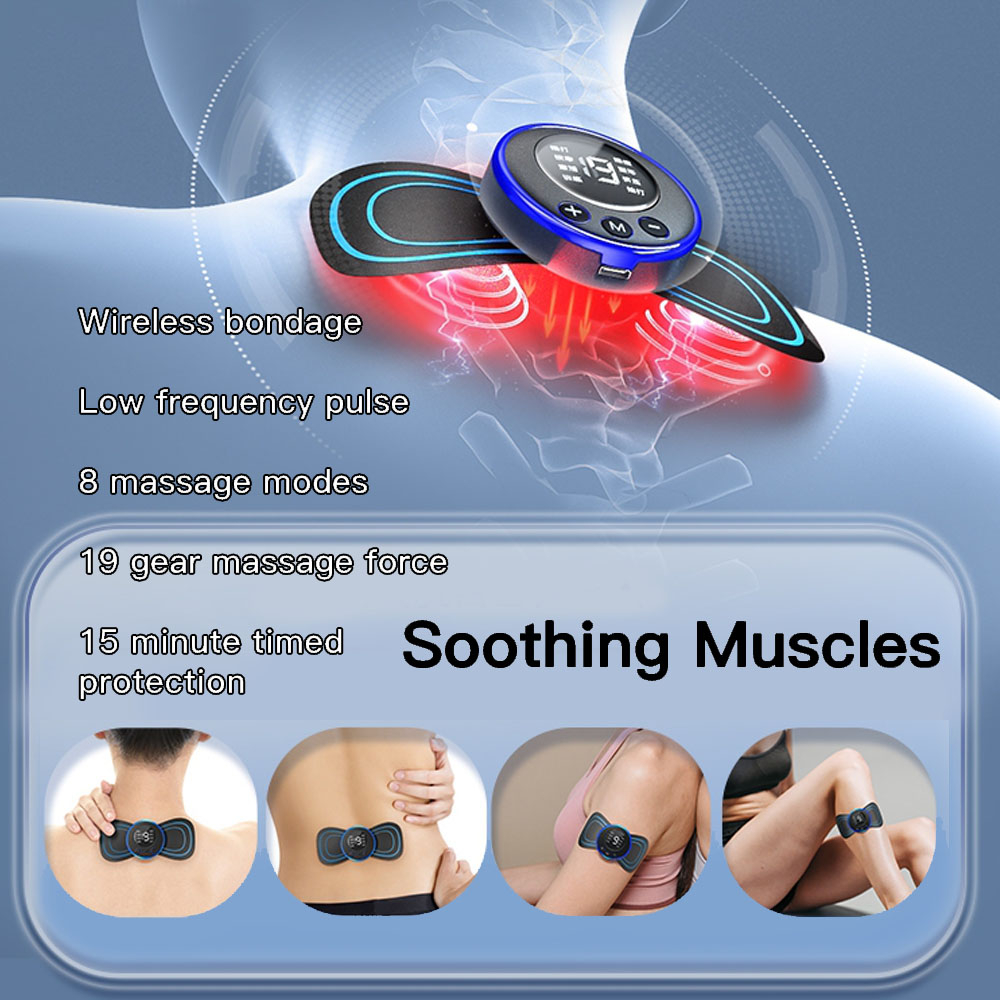 LCD Display EMS Neck Massage Electric Massager Cervical Neck Back Patch ...