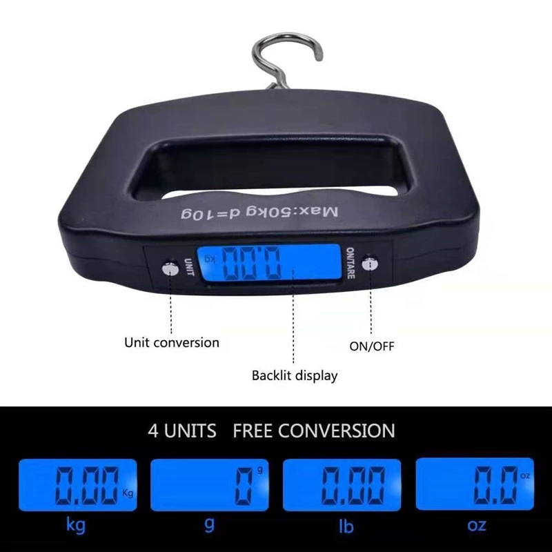 Lifeventure Digital Luggage Scale – Portable, Max 50kg/110lbs, Tare Function, Illuminated Display, Includes Batteries