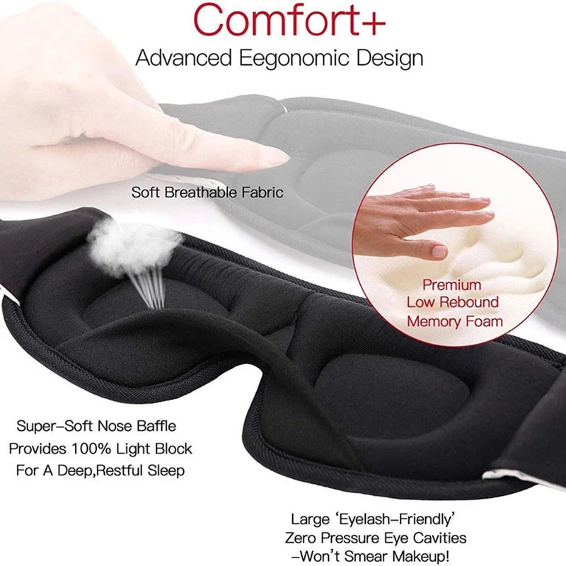KIPRUN 3D Sleeping Mask Block Out Light Soft Padded Sleep Mask For Eyes ...