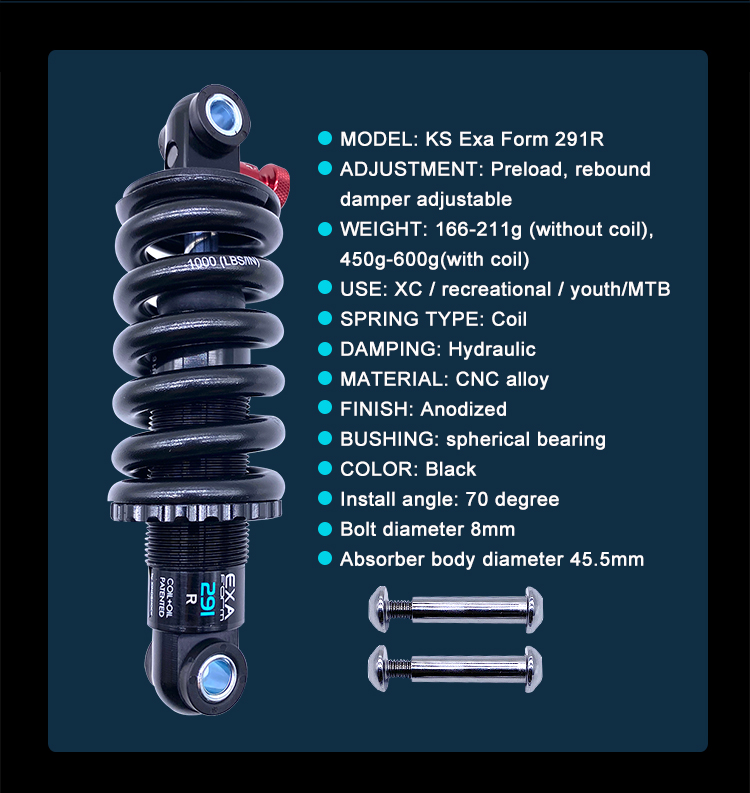 KS EXA Form 291R Bike Rear shock absorber Adjustable Suspension Spring ...