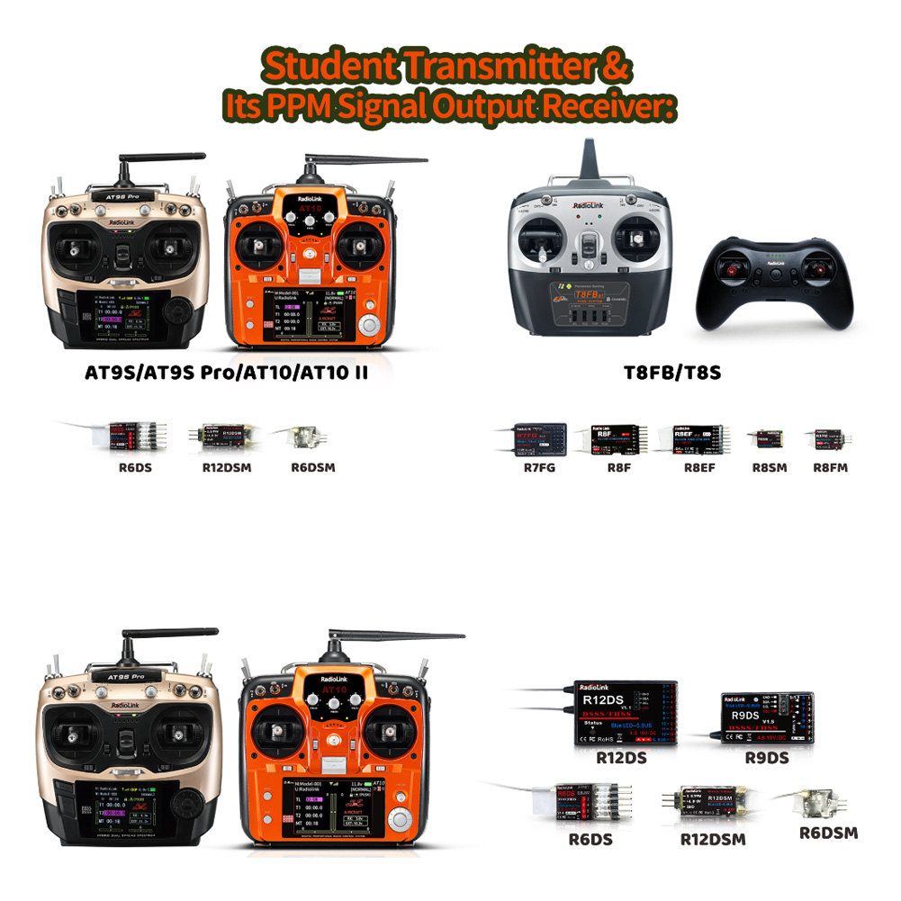 Radiolink RC Transmitter Wireless Training Cable Work on AT9S Pro ...