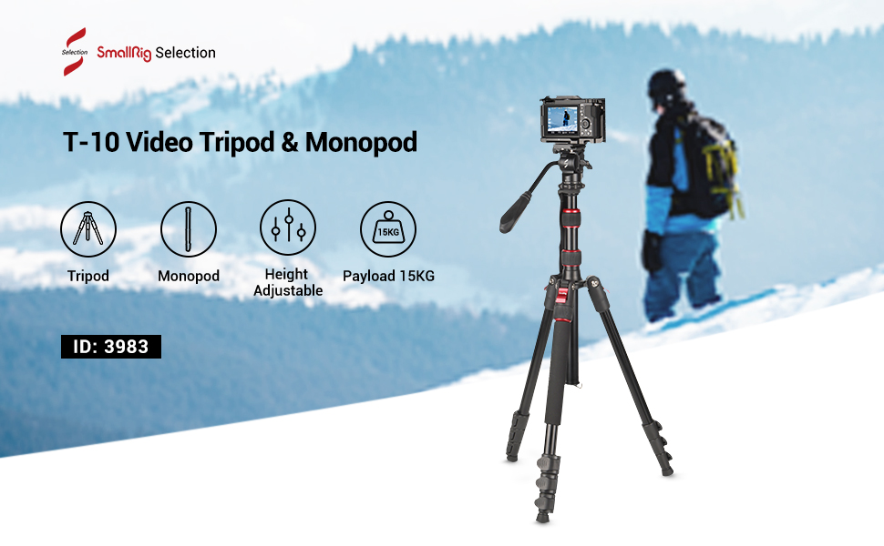 SmallRig T-10 Aluminum Tripod Compact lightweight Foldable Tripod Can ...