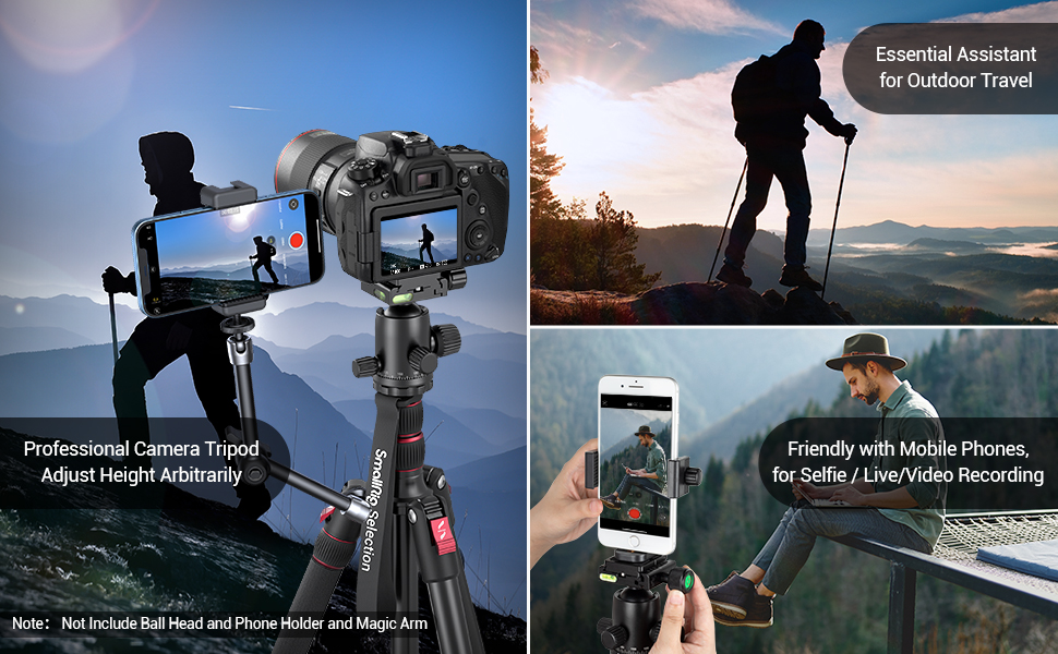 SmallRig T-10 Aluminum Tripod Compact lightweight Foldable Tripod Can ...