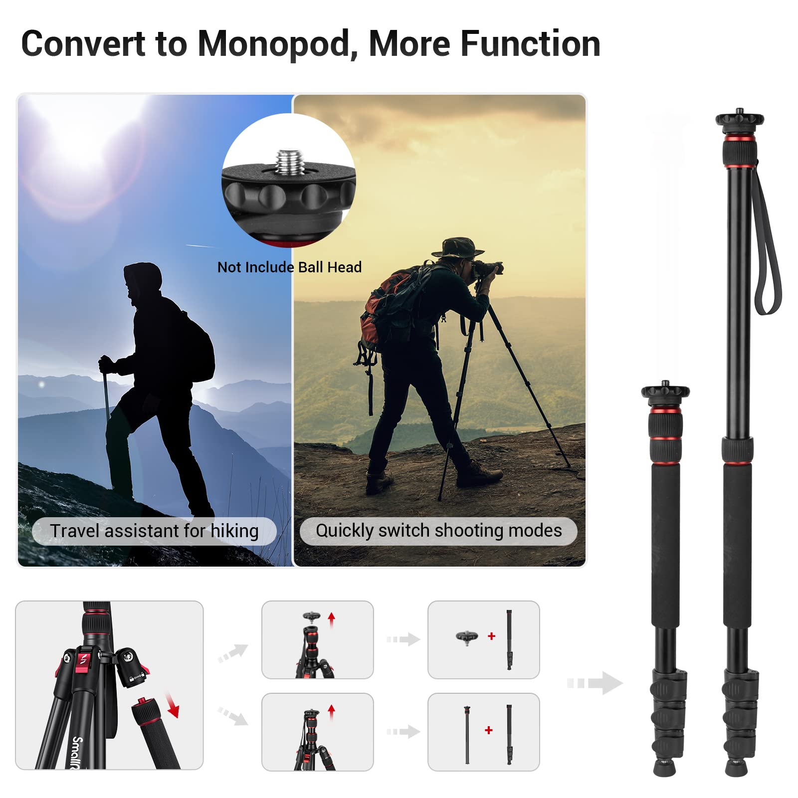 SmallRig T-10 Aluminum Tripod Compact lightweight Foldable Tripod Can ...