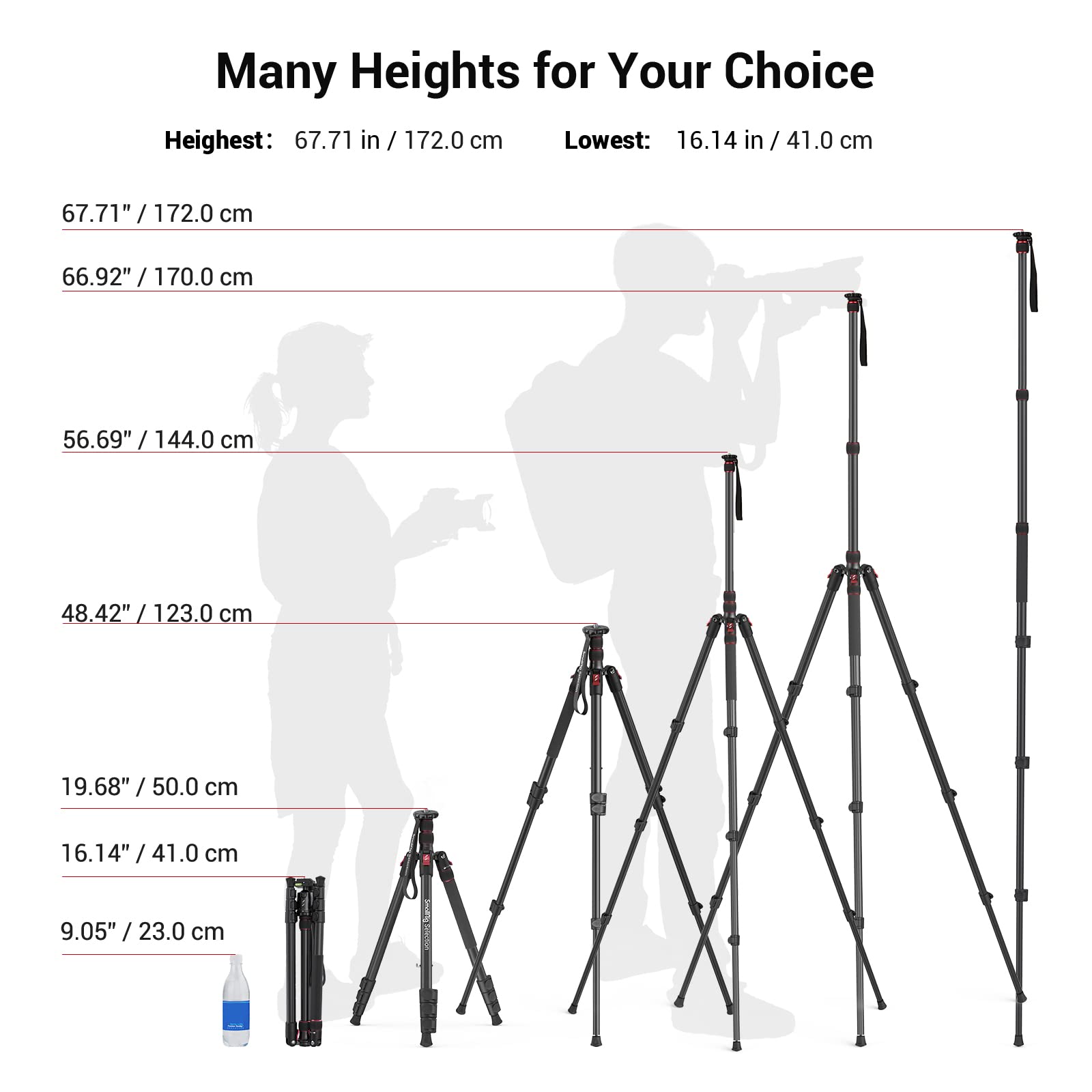 SmallRig T-10 Aluminum Tripod Compact lightweight Foldable Tripod Can ...
