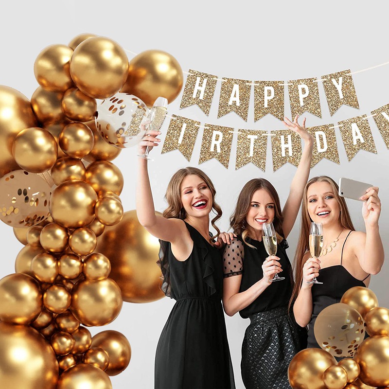 White Gold Wedding Balloon Garland Arch Kit Happy Birthday Party ...