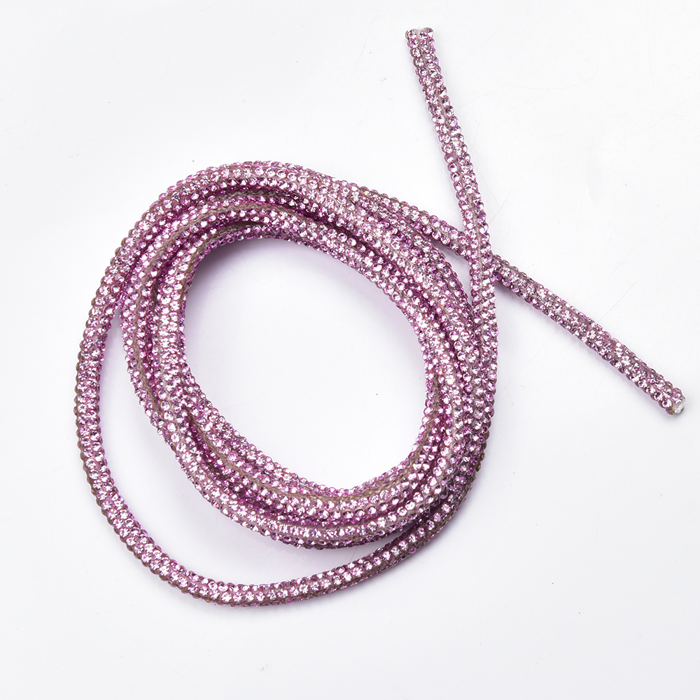 2/4Yards 4mm Glitter Glass Crystal Cord Rhinestone Rope Colorful Tube ...