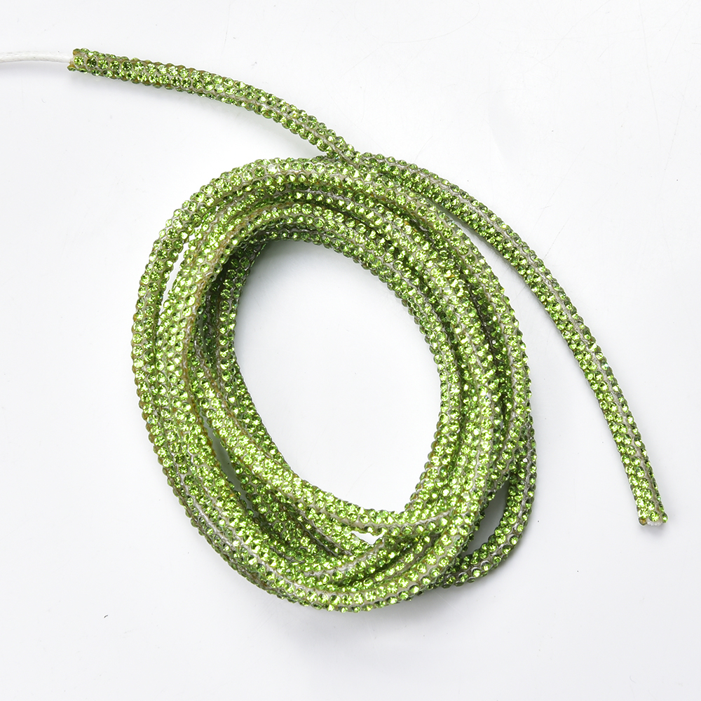 2/4Yards 4mm Glitter Glass Crystal Cord Rhinestone Rope Colorful Tube ...